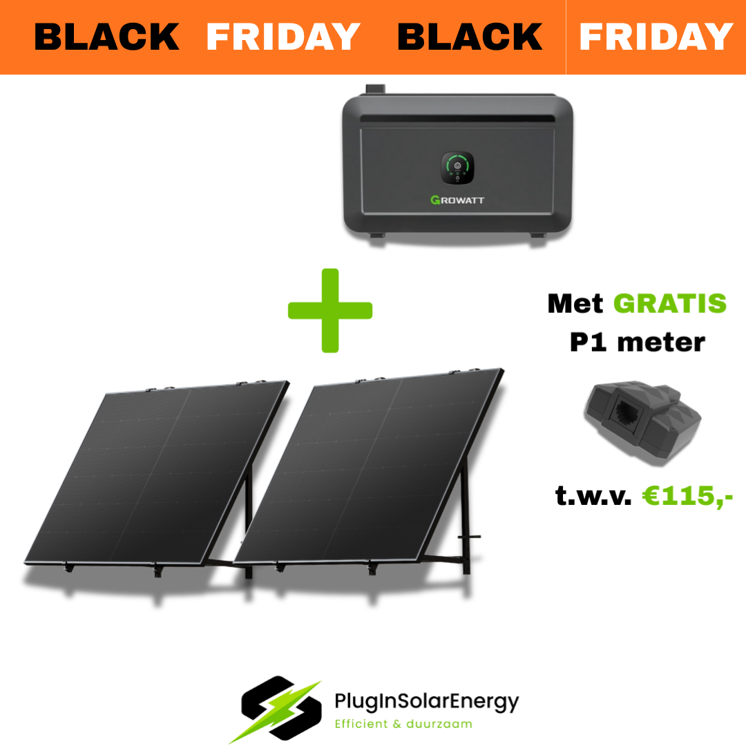 PLUG & PLAY ZONNEPANELEN SET + BATTERIJ