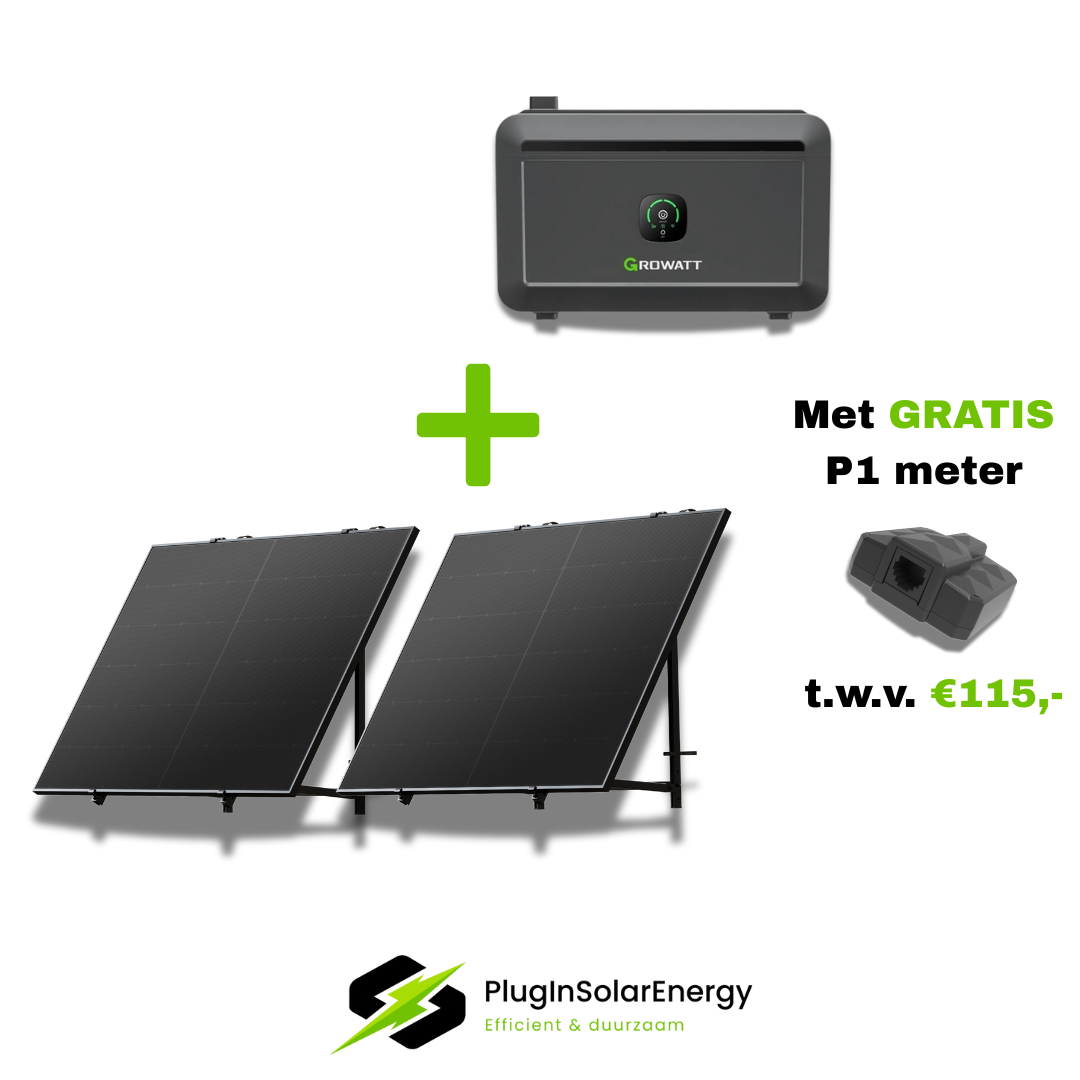 PLUG & PLAY ZONNEPANELEN SET + BATTERIJ